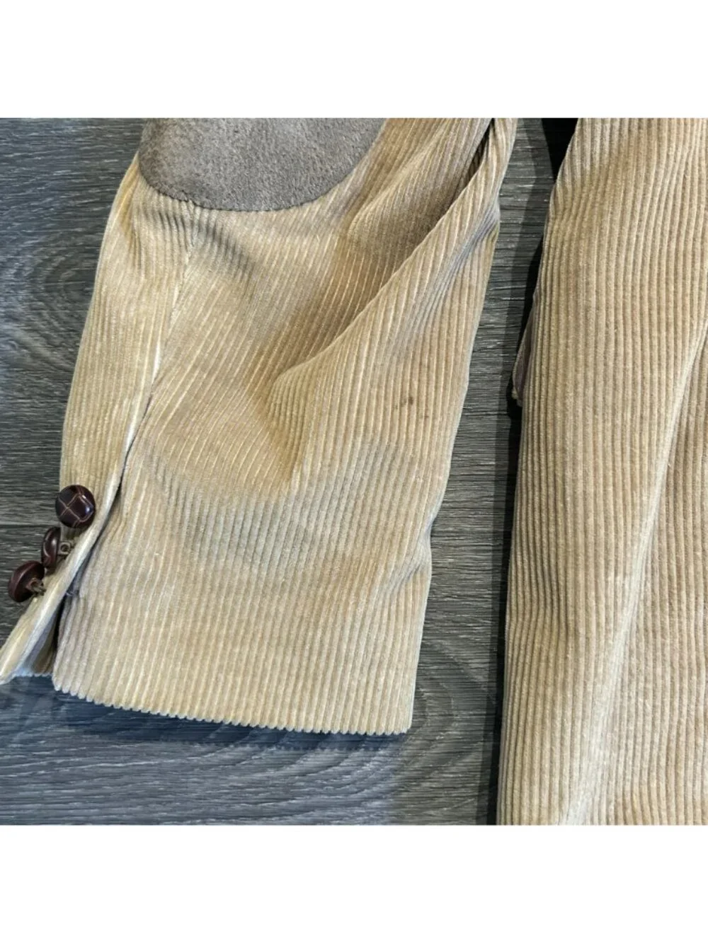 Jeremy Cobb 44L Hand Tailored Tan Corduroy Blazer Suede Elbow Patch Preppy VTG